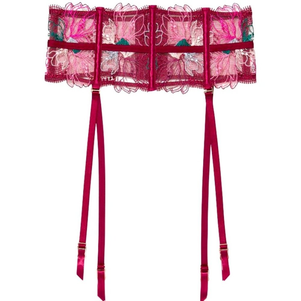 XS/Small very sexy embroidered floral waist cincher with attached garters‎